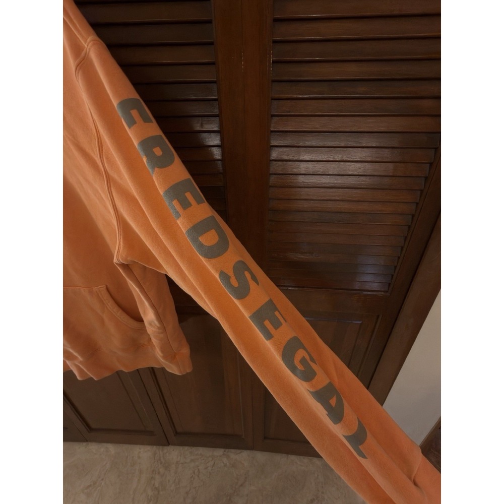Fred Segal Hoodie Size 3 Orange Oversized Los Angeles Graphic Sleeve Streetwear - Picture 4 of 4